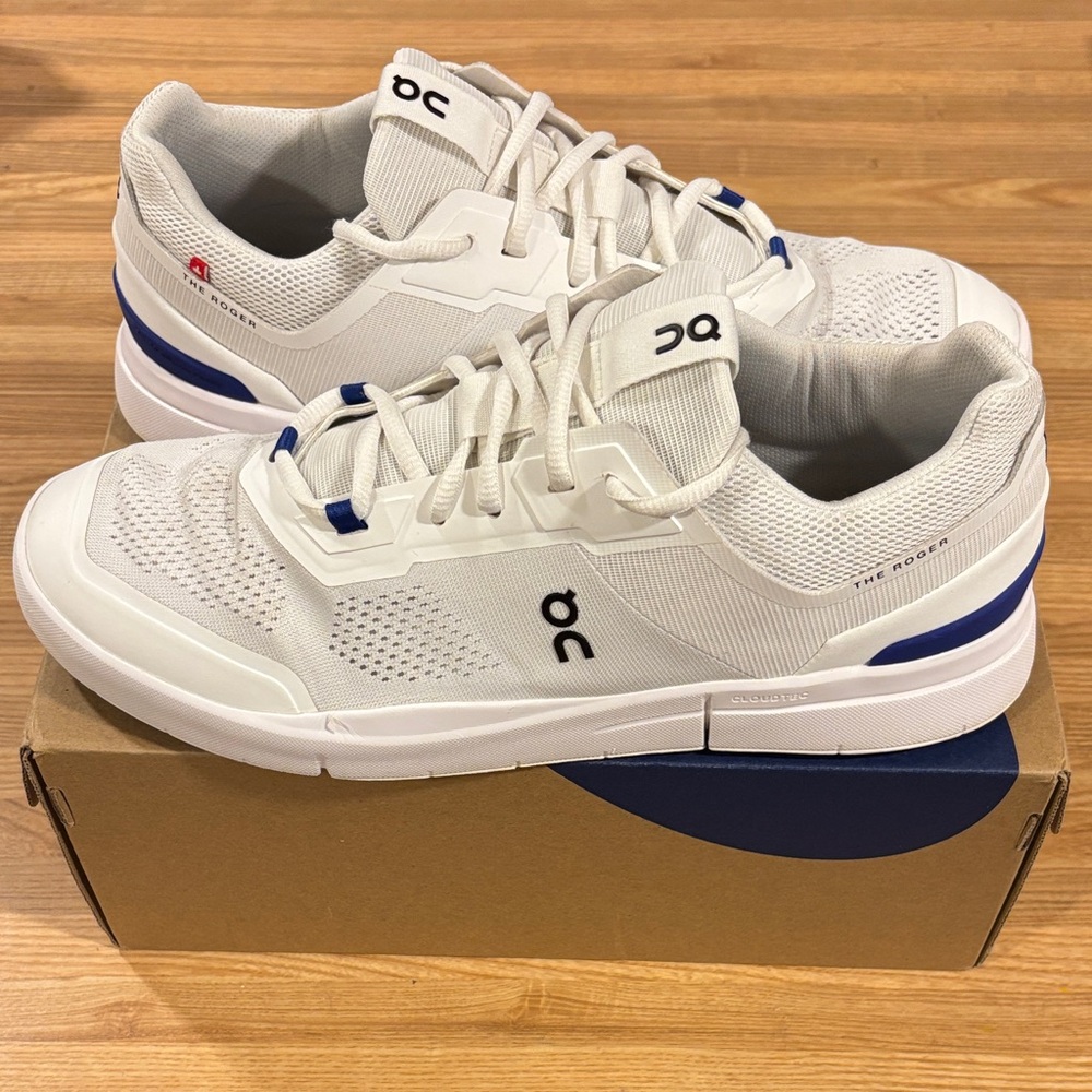 On Running Men's White Sneakers with Blue Highlights